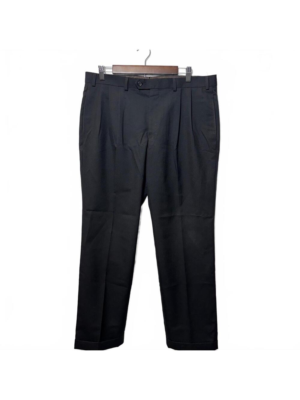 Lauren Ralph Lauren Pleated Dress Pants Mens 36x30 Black Cuffed Trousers
